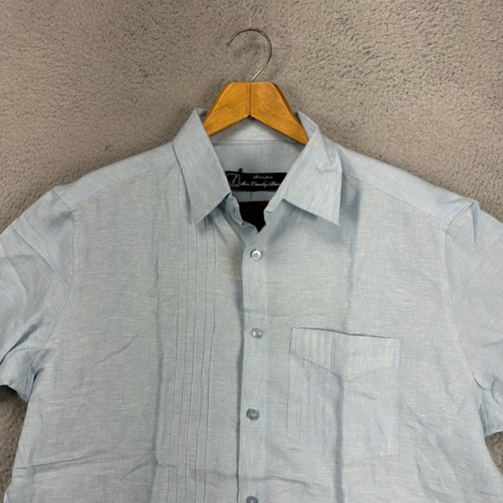 Burgoyne Irish Linen Adult Mens Button Up Shirt 2XL Light Blue Short Sleeve NEW